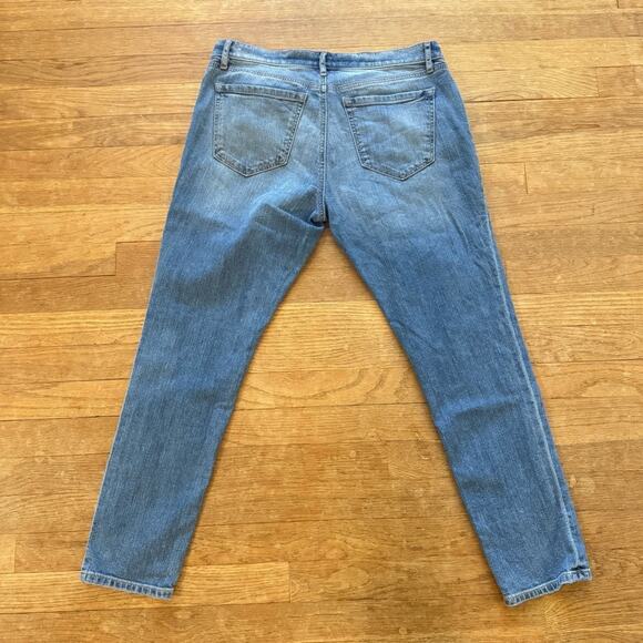 Loft Girlfriend medium wash mid rise distressed straight leg jeans size 6P b37 - Picture 6 of 6